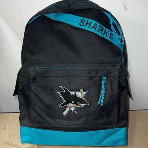 Vintage‎ San Jose Sharks Backpack Bag Black NHL Nasco Embroidered
